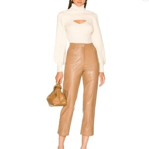 NWOT MSRP $145 LBLC The Label Cognac Vegan Leather Pants Size X-Small